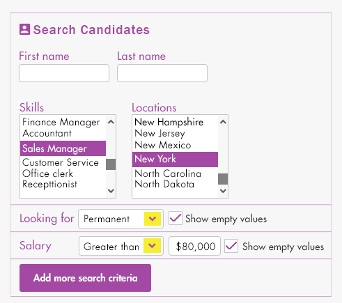 Search for candidates